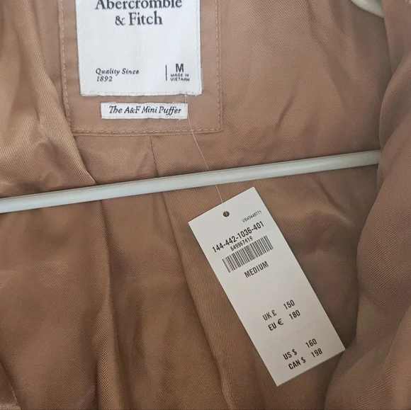 NWT Abercrombie & Fitch Faux Fur Mini Puffer Jacket - Picture 5 of 7